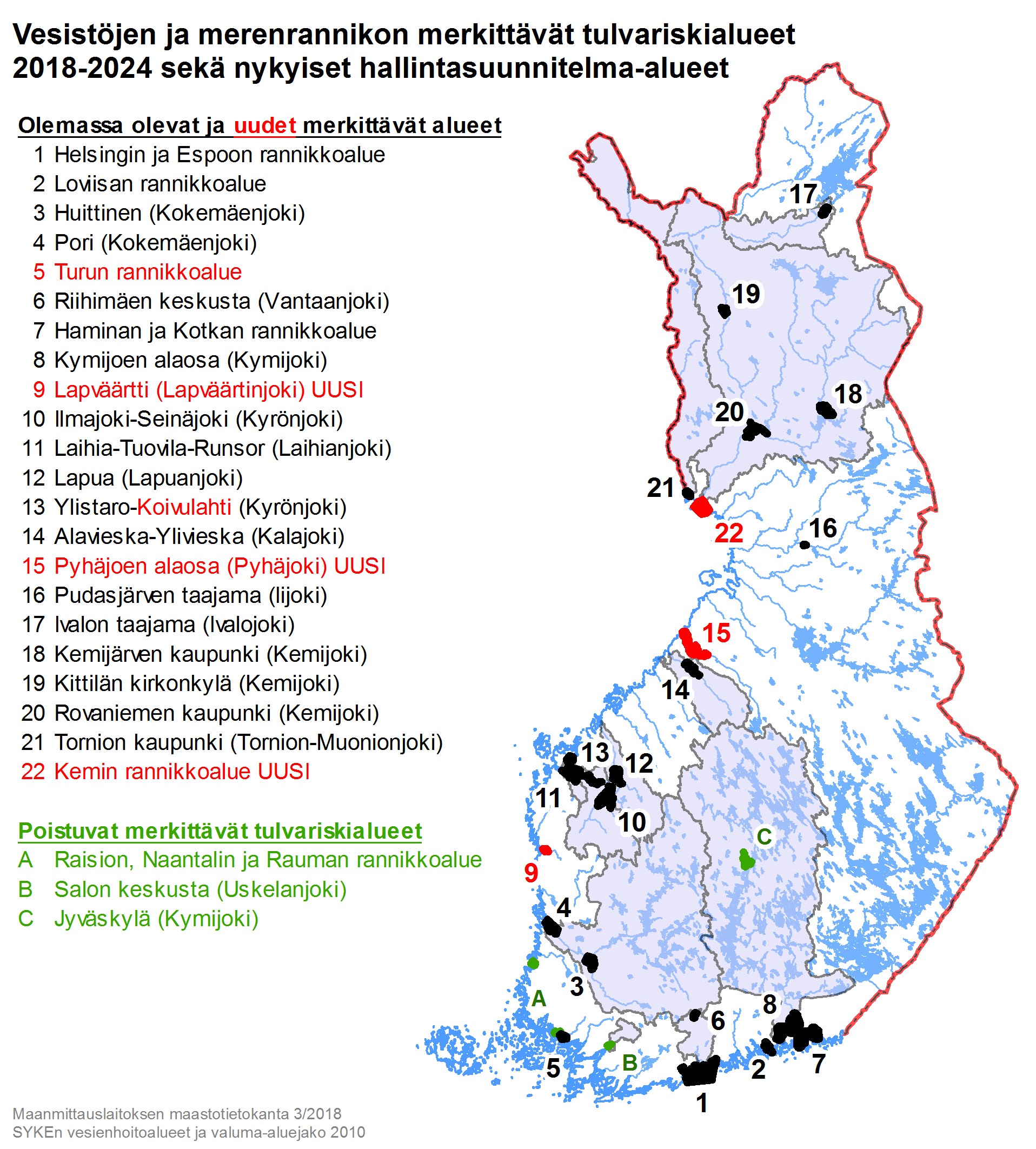 MMM nimesi merkittävät tulvariskialueet 2018–2024 - Maa- ja  metsätalousministeriö