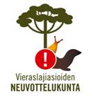 Vieraslajiasioiden neuvottelukunnan logo.